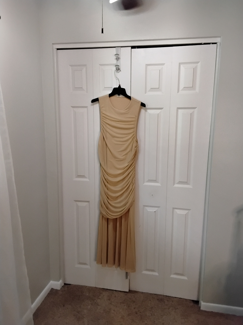 SHEIN Beige Ruched Sleeveless Maxi Dress